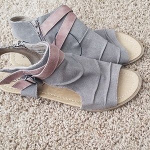 Gray and brown sandals